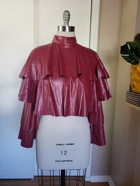 Polished Seasonal Faux Leather Top Size Small NEW